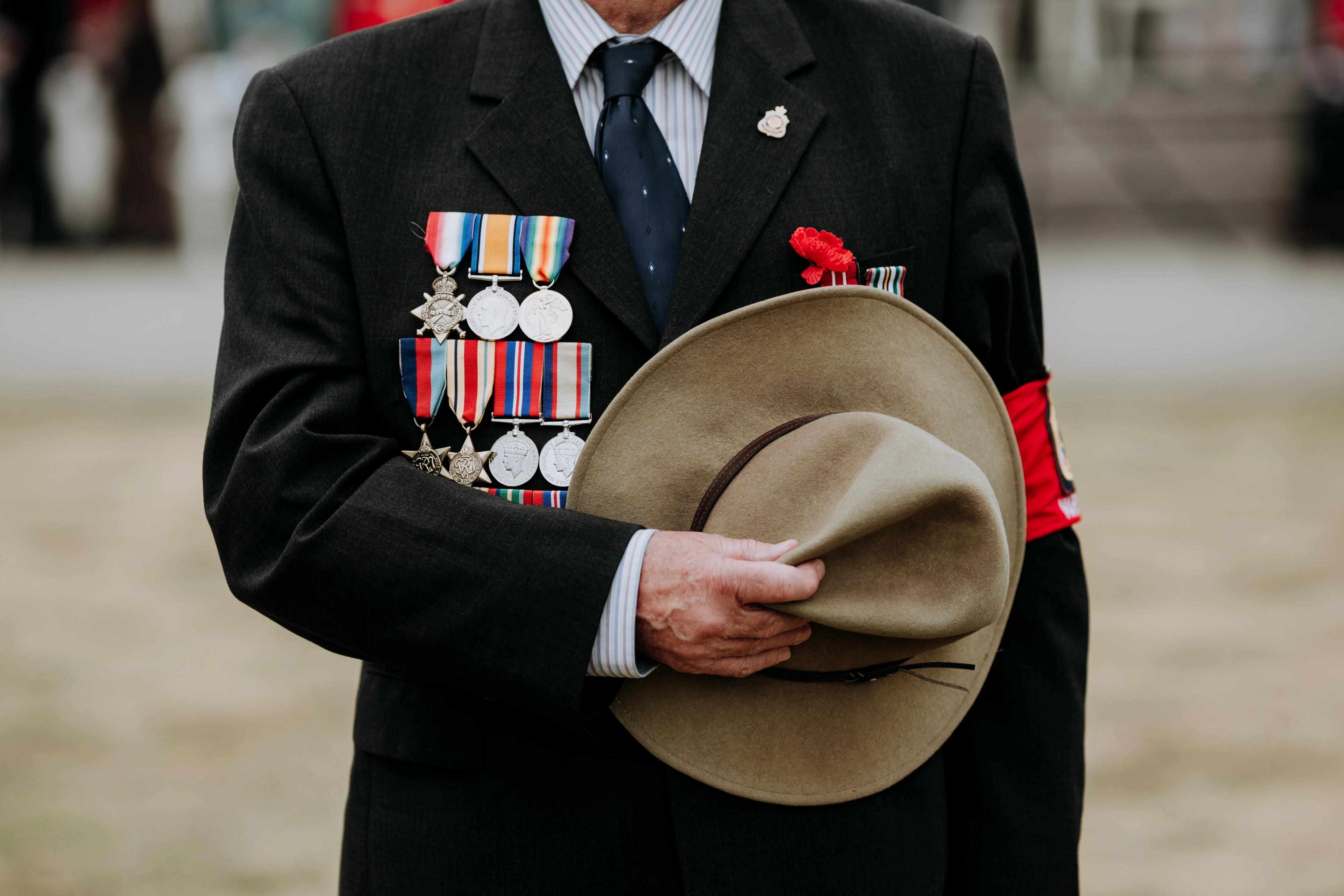 Close up of service medals