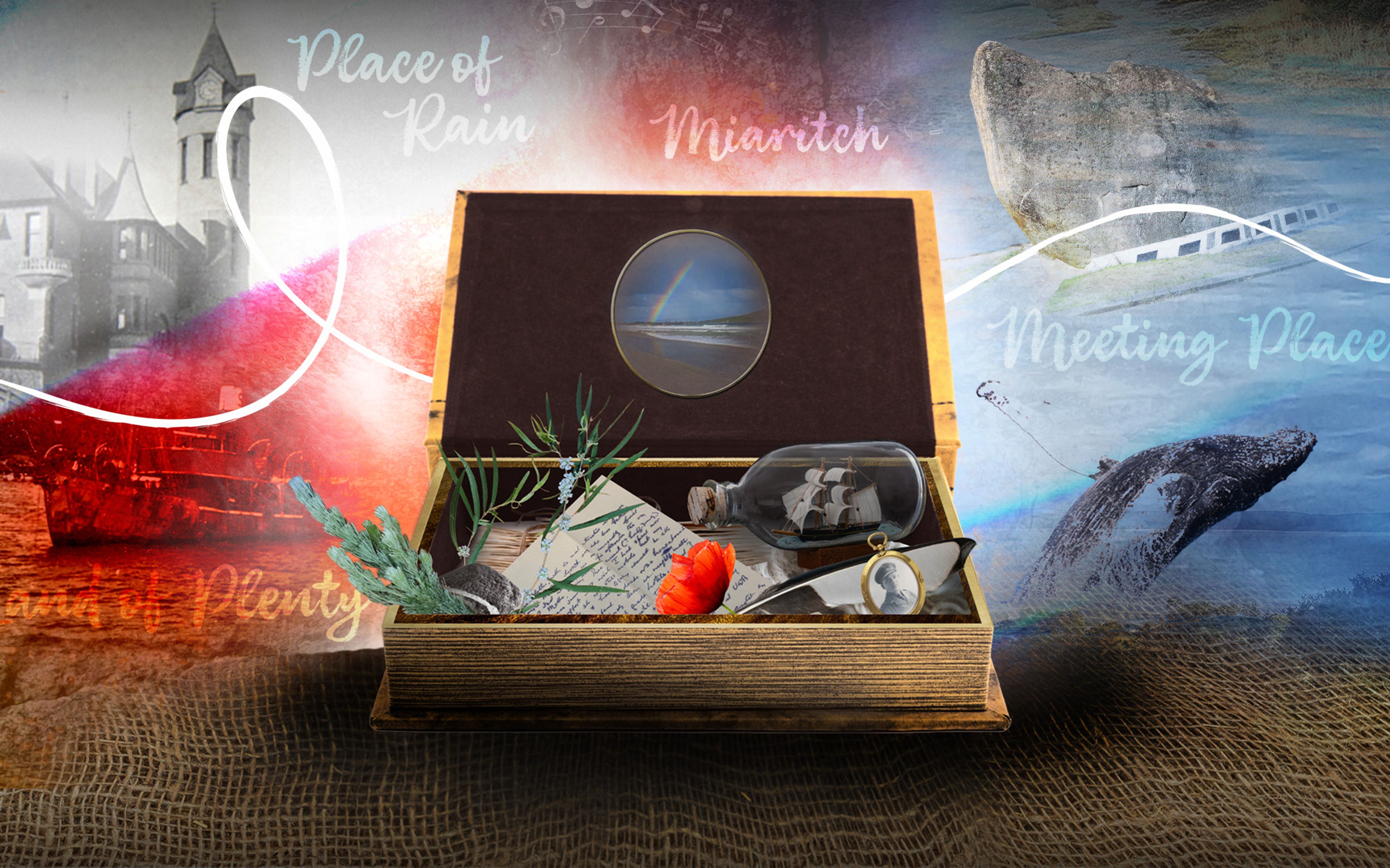 A box filled with historic treasures and heirlooms.