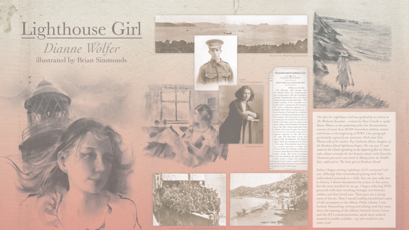 Inspiration board for Lighthouse Girl by Dianne Wolfer
