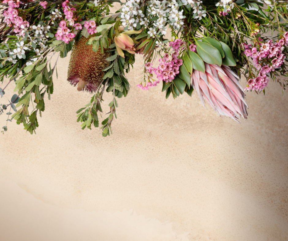 Native flowers and foliage.