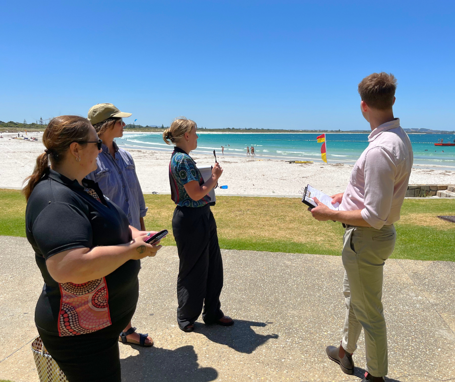 City of Albany staff meet with event organisers onsite at Binalup / Middleton Beach