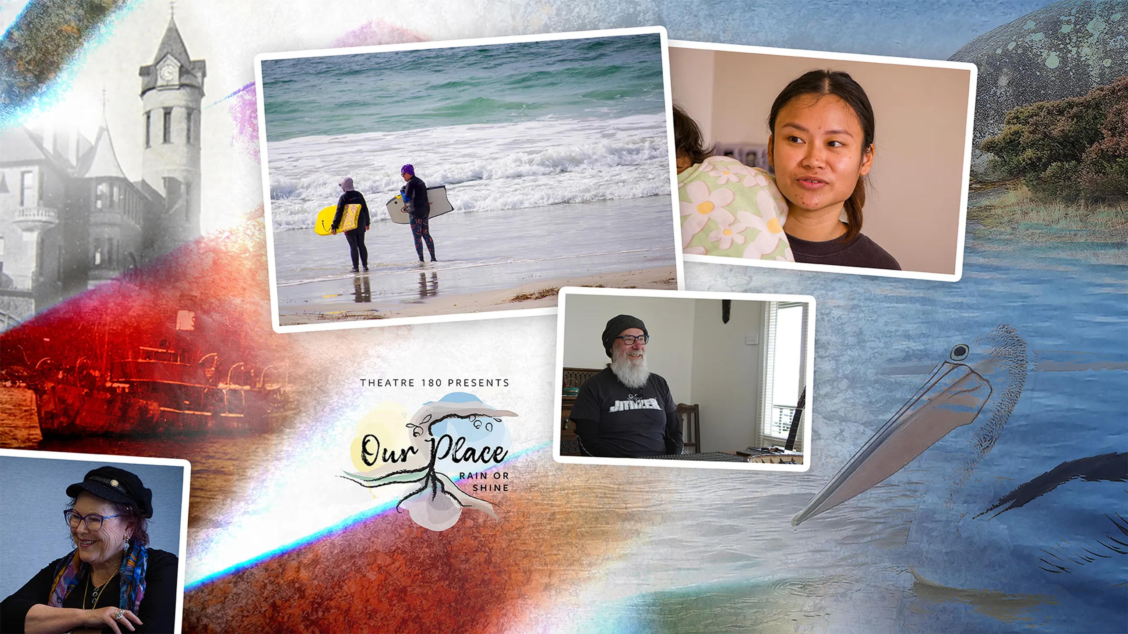 Smoke ceremonyA photo of a series of photographs of people and photos of Albany in the background.