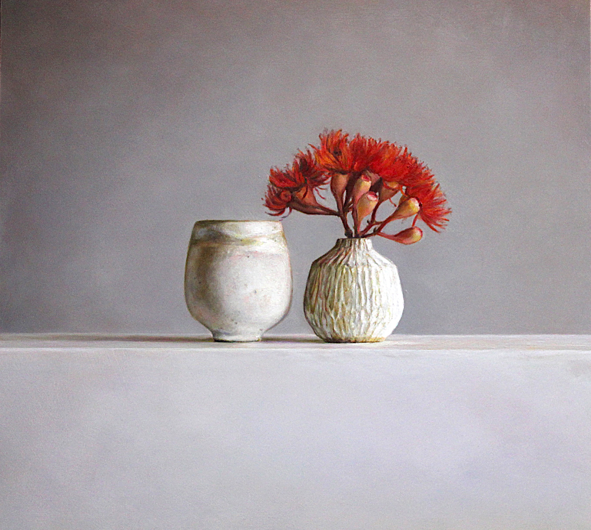 2023 City of Albany Award Winner , Samantha Dennison – South Coast Vessels and Corymbia Ficifolia, Oil on Canvas