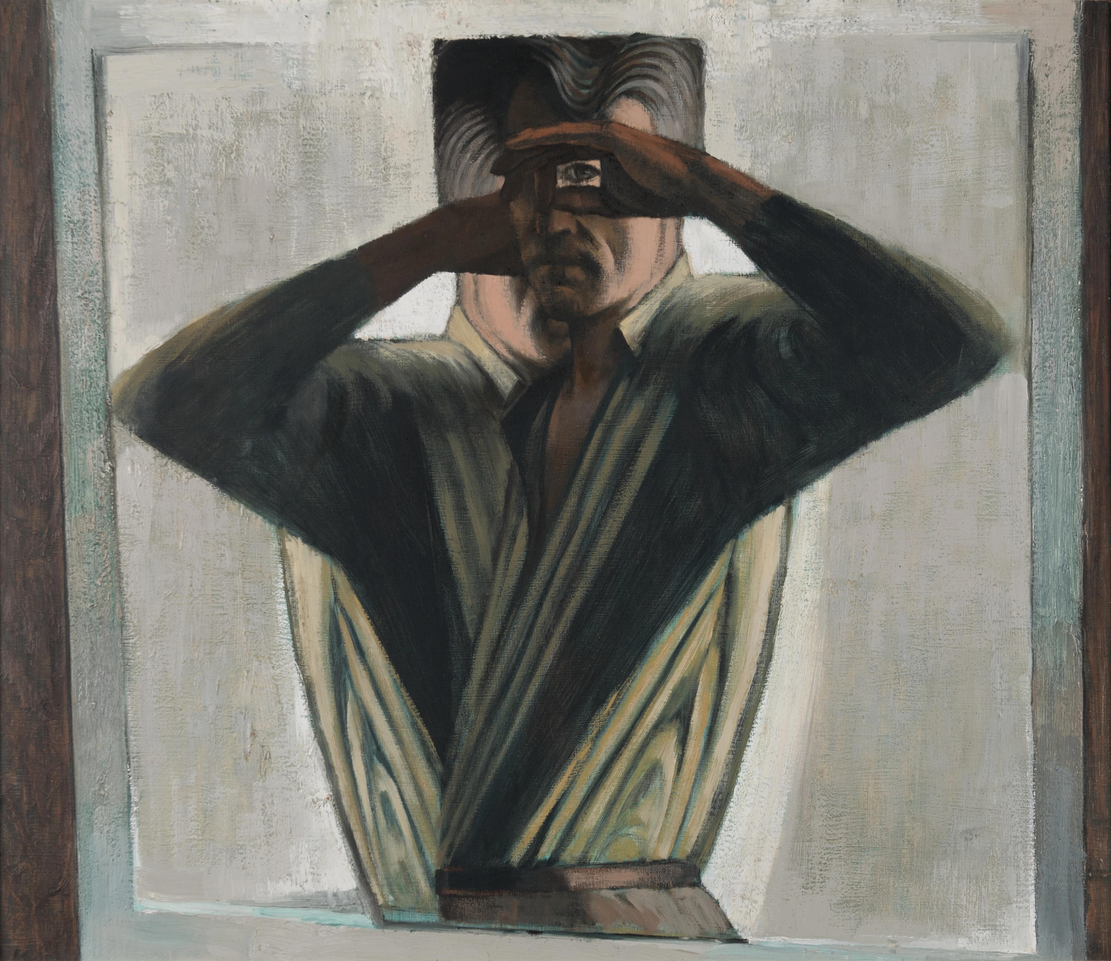 Artwork: Howard Taylor Double self-portrait, 1959, oil on composition board, 93.2 x 105.5cm (framed), The State Art Collection, The Art Gallery of WA. Purchased 1985.