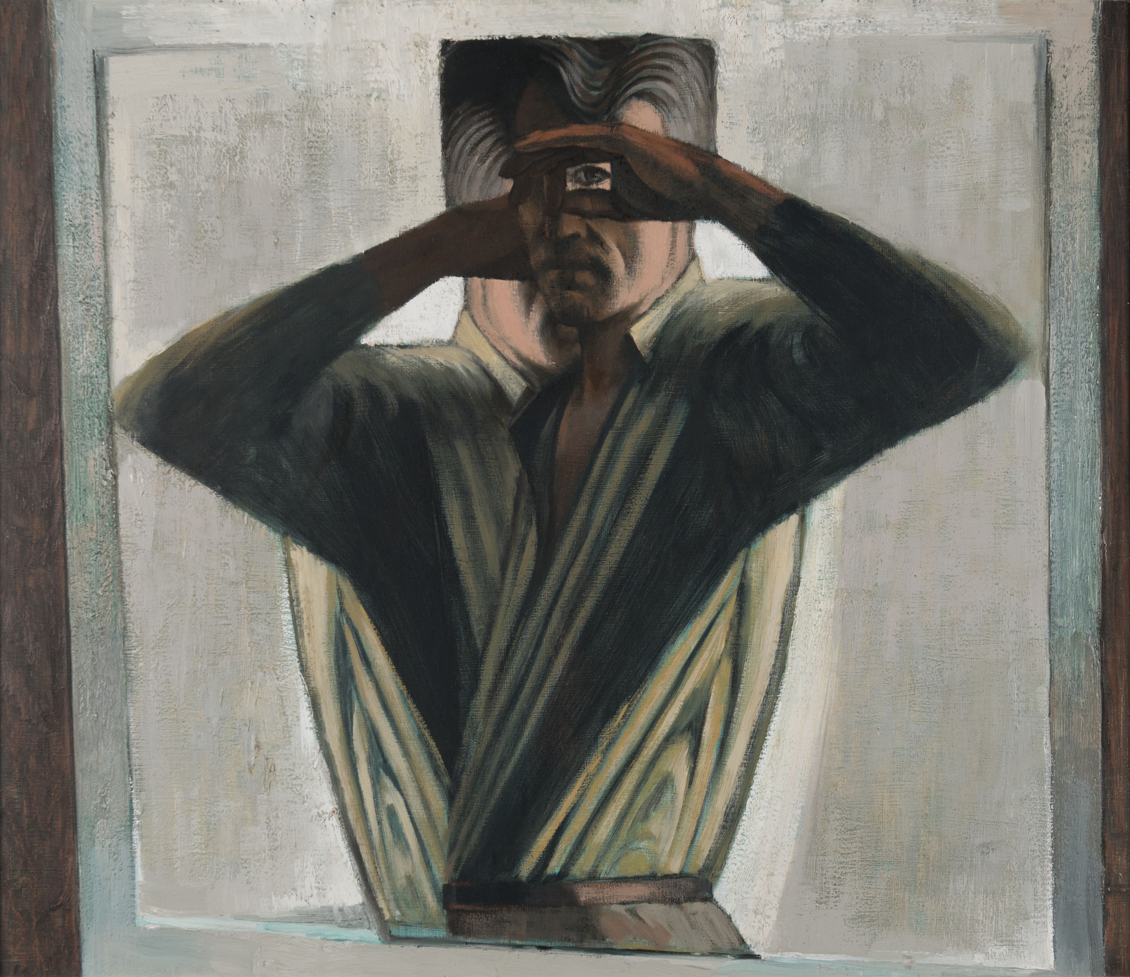 Artwork: Howard Taylor Double self-portrait, 1959, oil on composition board, 93.2 x 105.5cm (framed), The State Art Collection, The Art Gallery of WA. Purchased 1985.