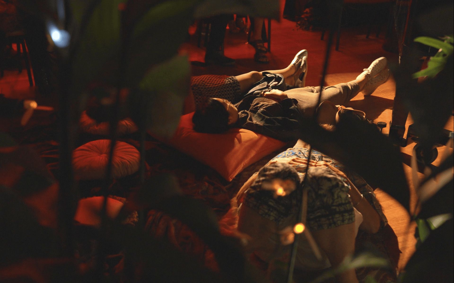 Person relaxing on a pillow