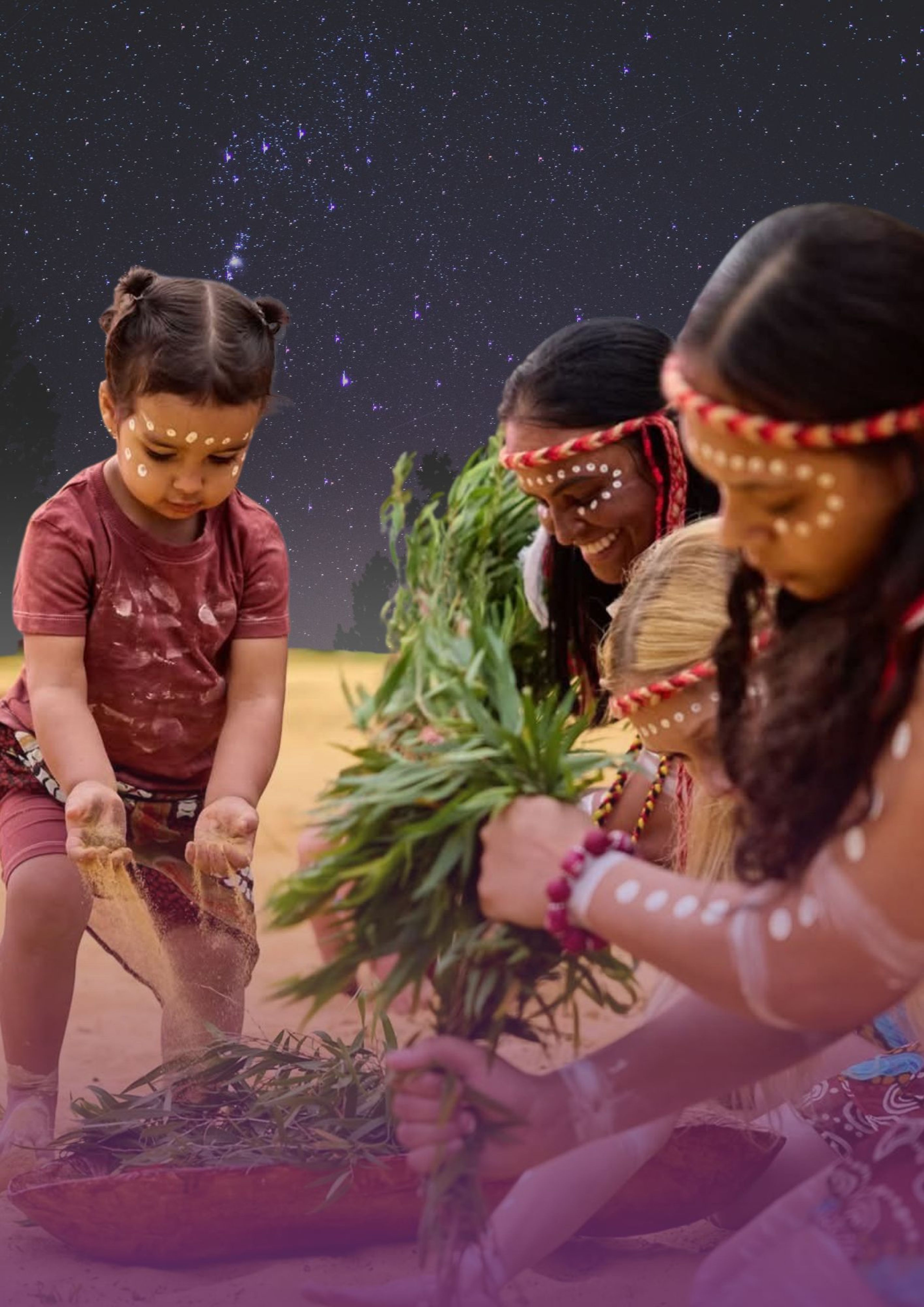 Aboriginal women and children during a cultural ceremony.