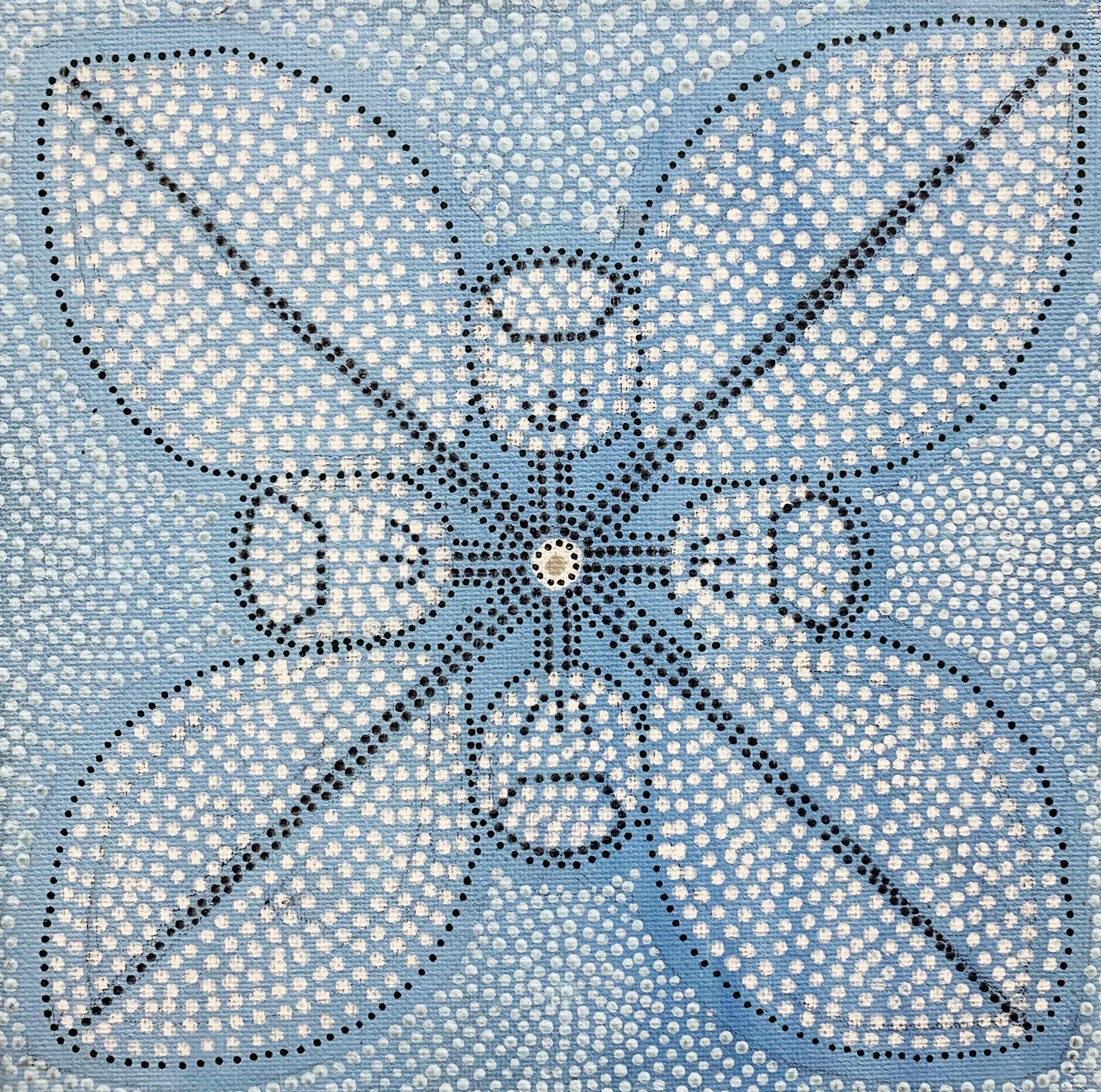 Shandell Cummings - Talyerak - Blue Mallee, Acrylic on canvas. 2019.