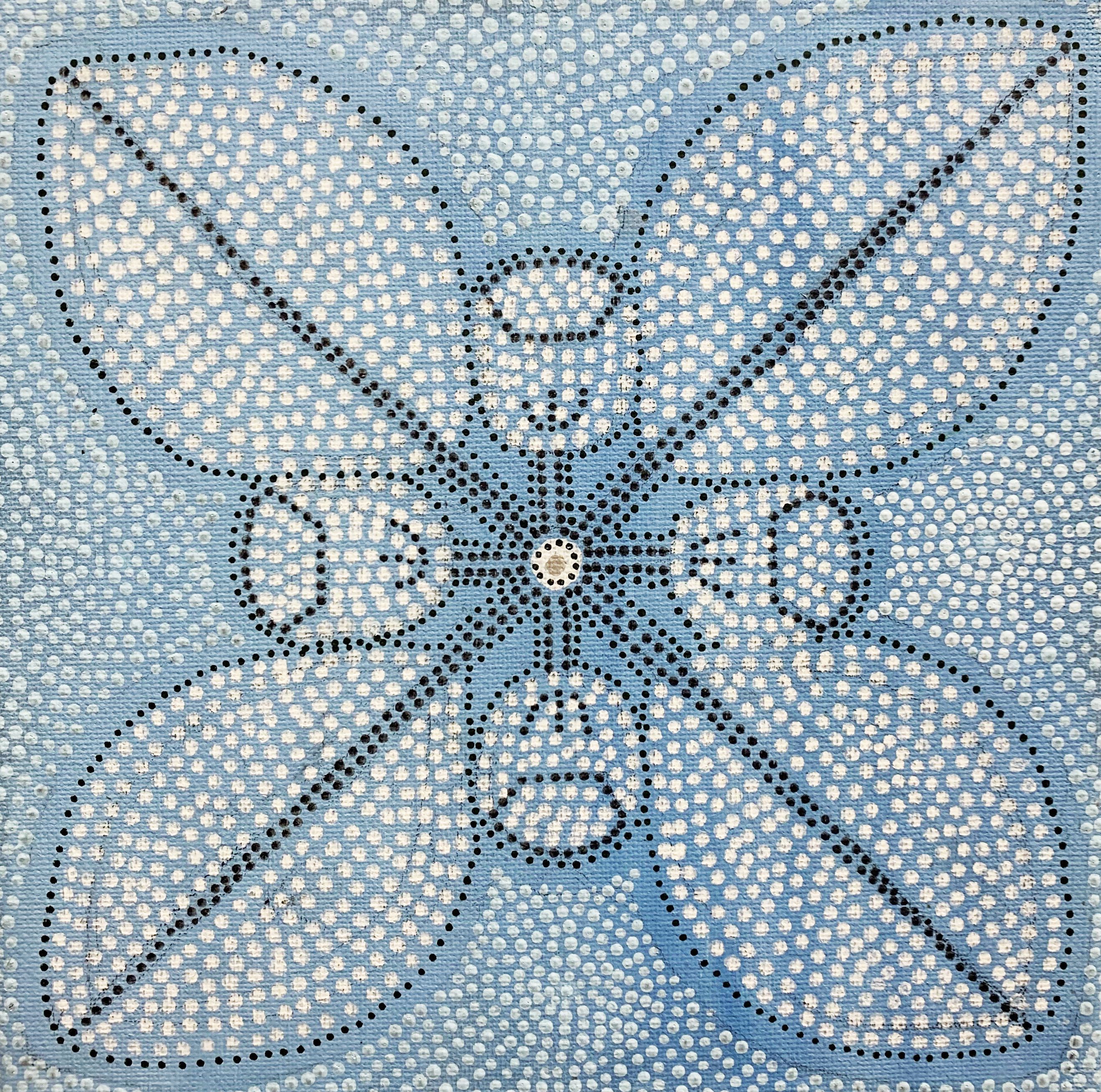 Shandell Cummings - Talyerak - Blue Mallee, Acrylic on canvas. 2019.