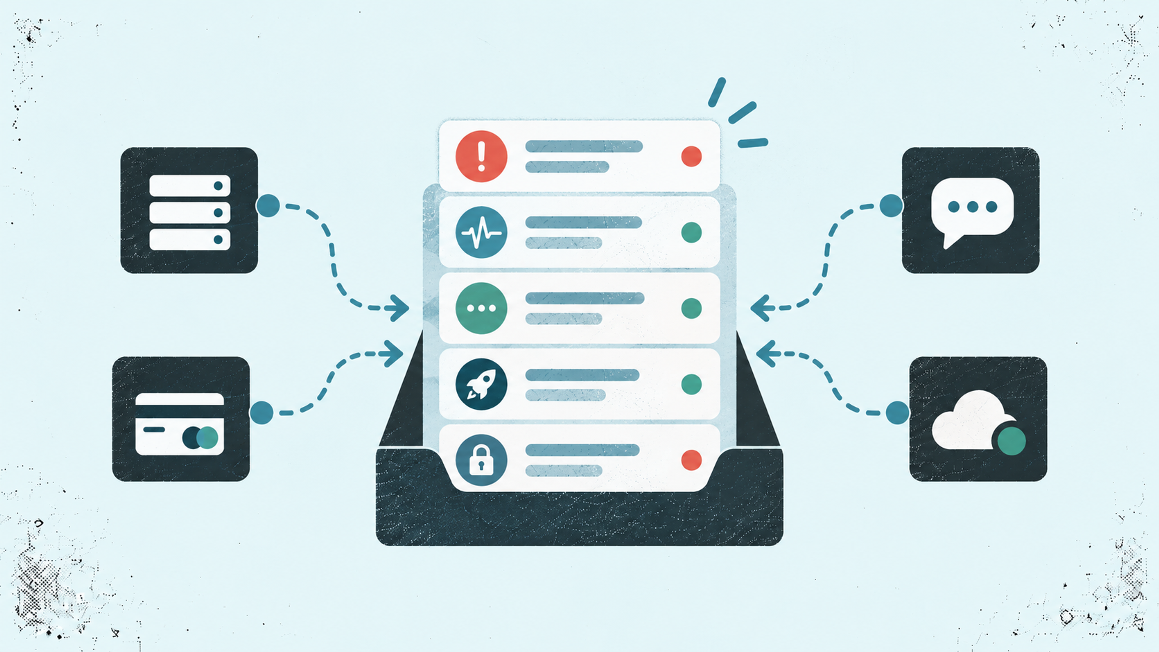 Notification application for small teams gathering server, payment, chat, and cloud service alerts in one central inbox.
