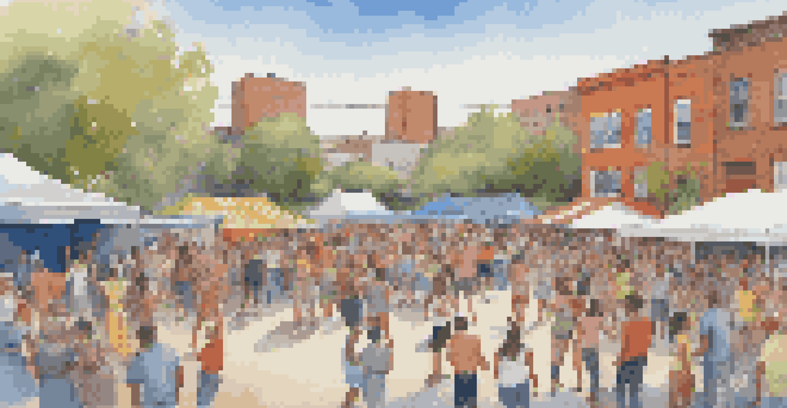 A community dance festival in a vacant lot with local dancers on stage, vibrant decorations, and a joyful crowd celebrating.