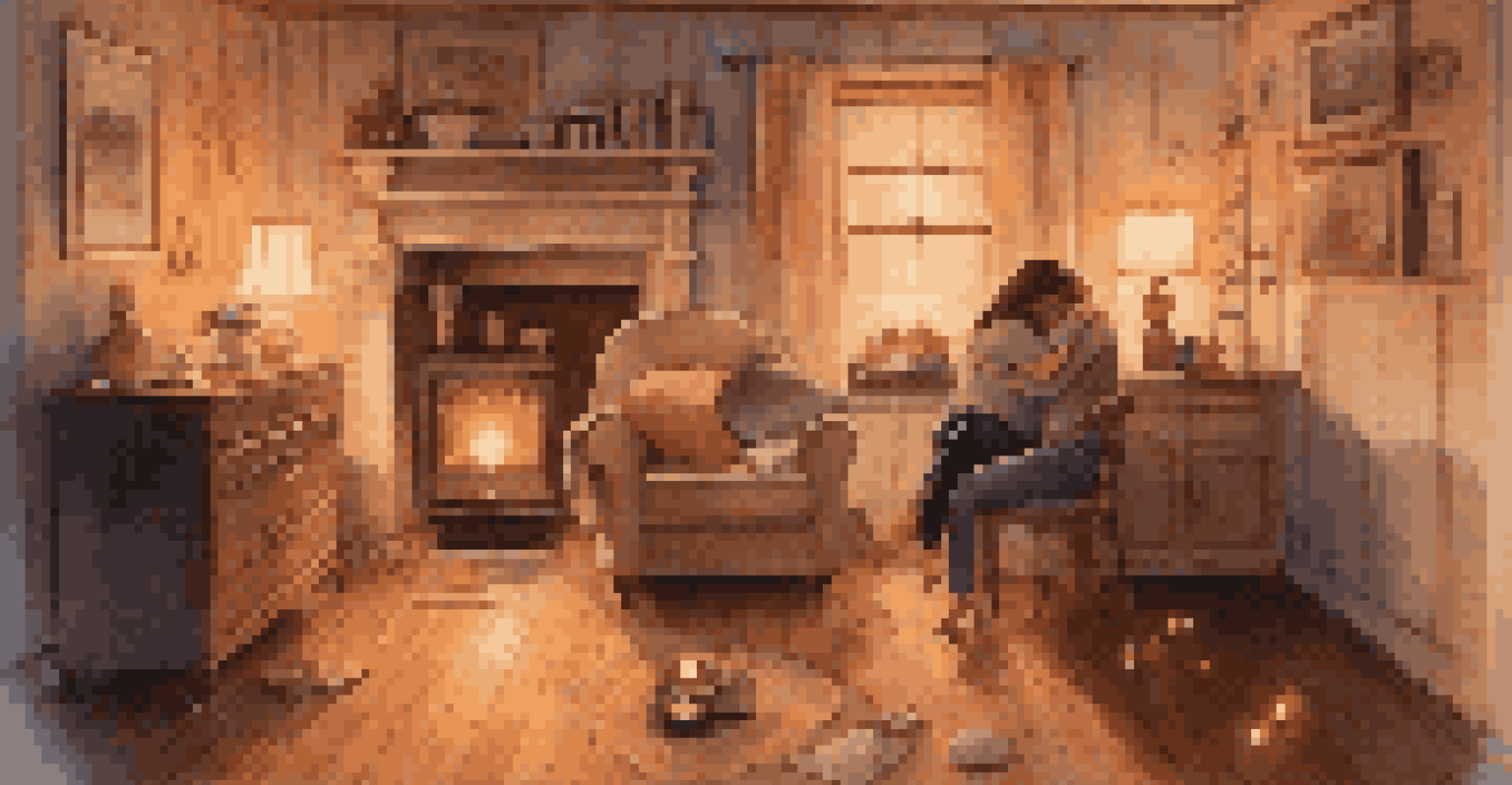 A couple dancing together in a cozy candlelit room, surrounded by romantic decor.