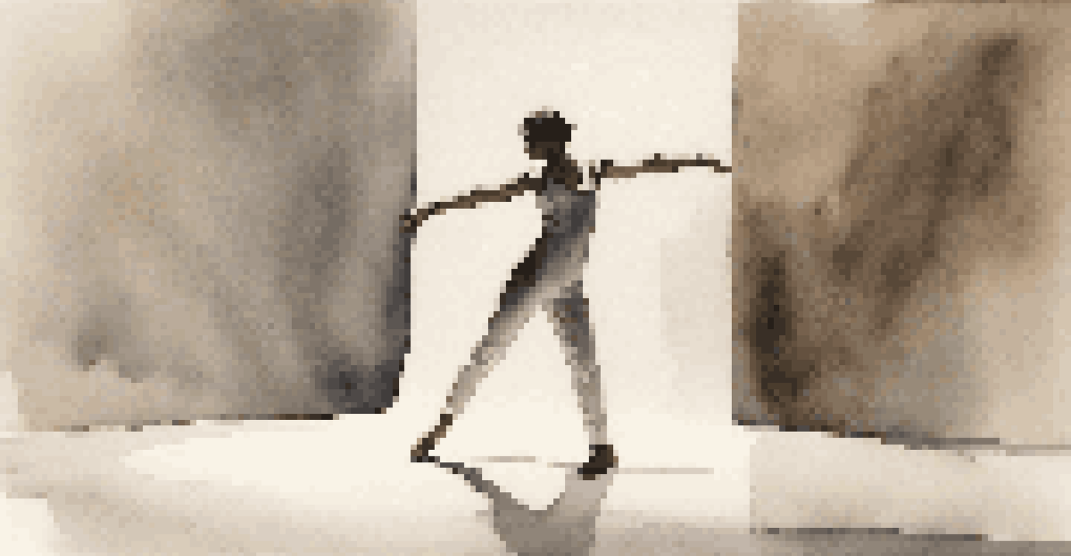 A solo dancer expressing emotion on a minimalist stage, highlighted by soft lighting.