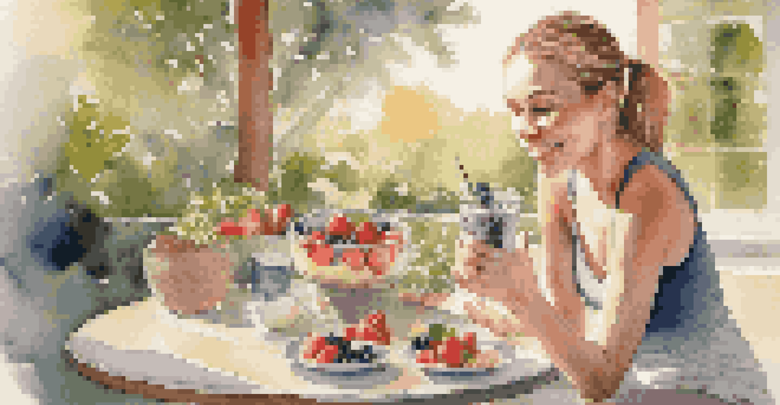 A dancer enjoying a healthy breakfast of overnight oats and a smoothie in a lush garden, with sunlight creating a warm atmosphere.