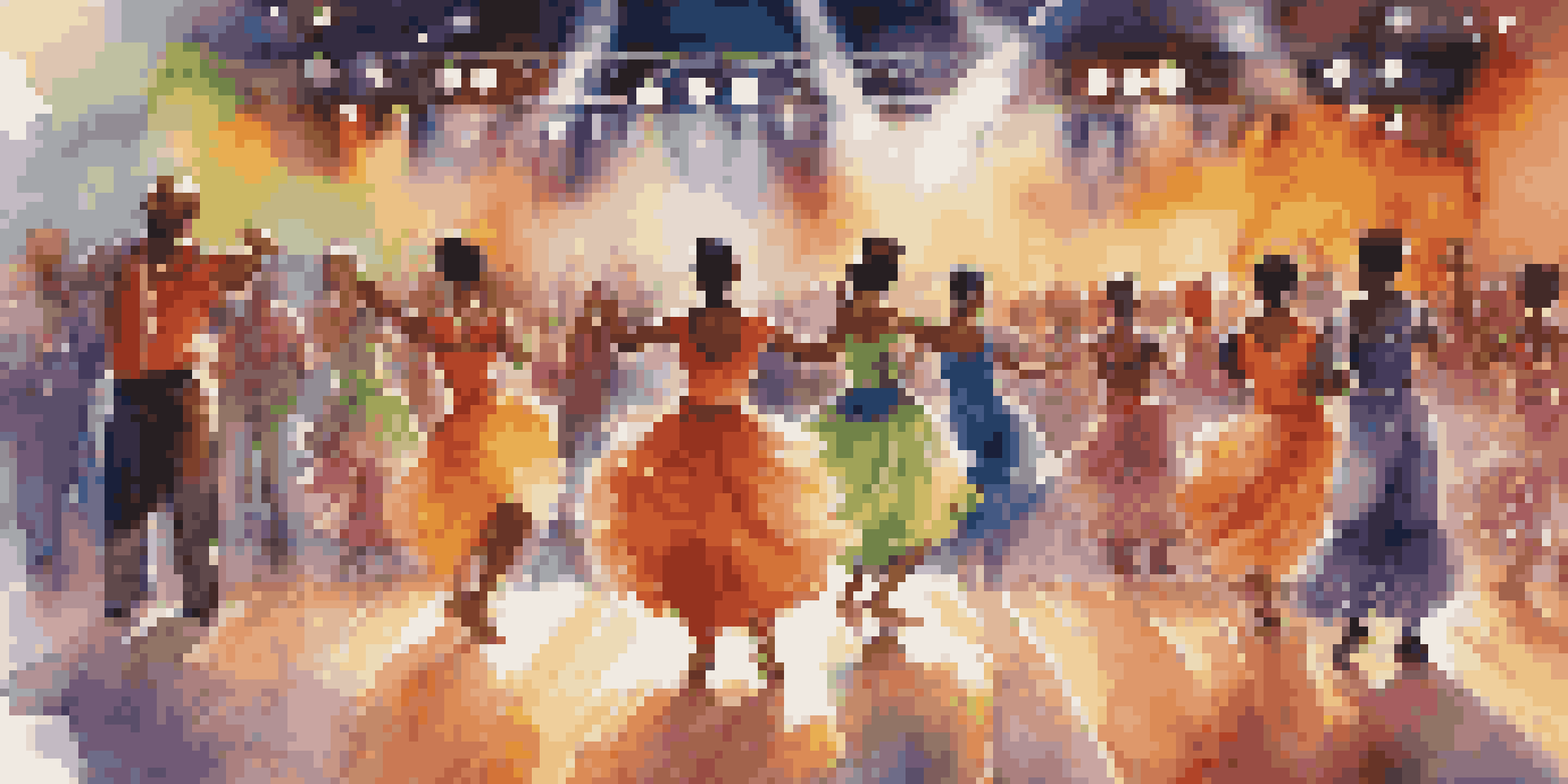 A lively dance competition with dancers in colorful outfits from various cultures performing on stage, while an engaged audience watches and applauds under dynamic stage lighting.