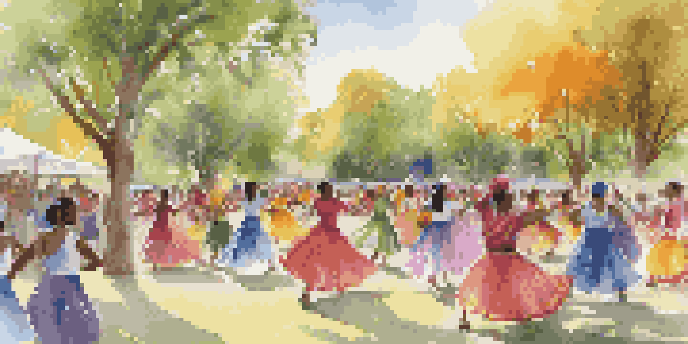 A lively community dance event in a park with diverse dancers in colorful costumes, showcasing joy and cultural celebration.