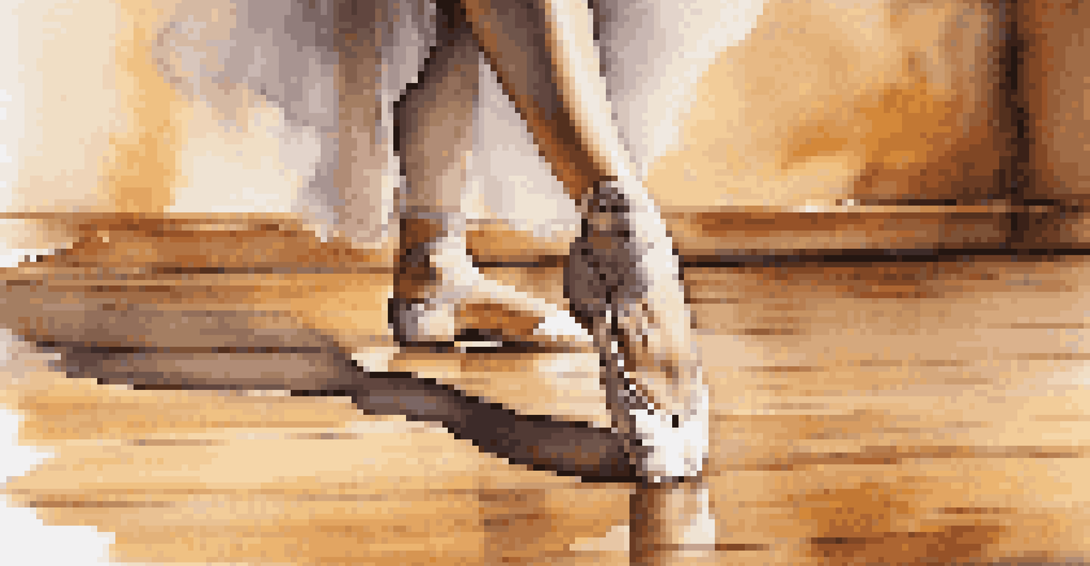 Close-up of a dancer's feet in motion on a wooden floor, highlighting the beauty and grace of dance therapy.