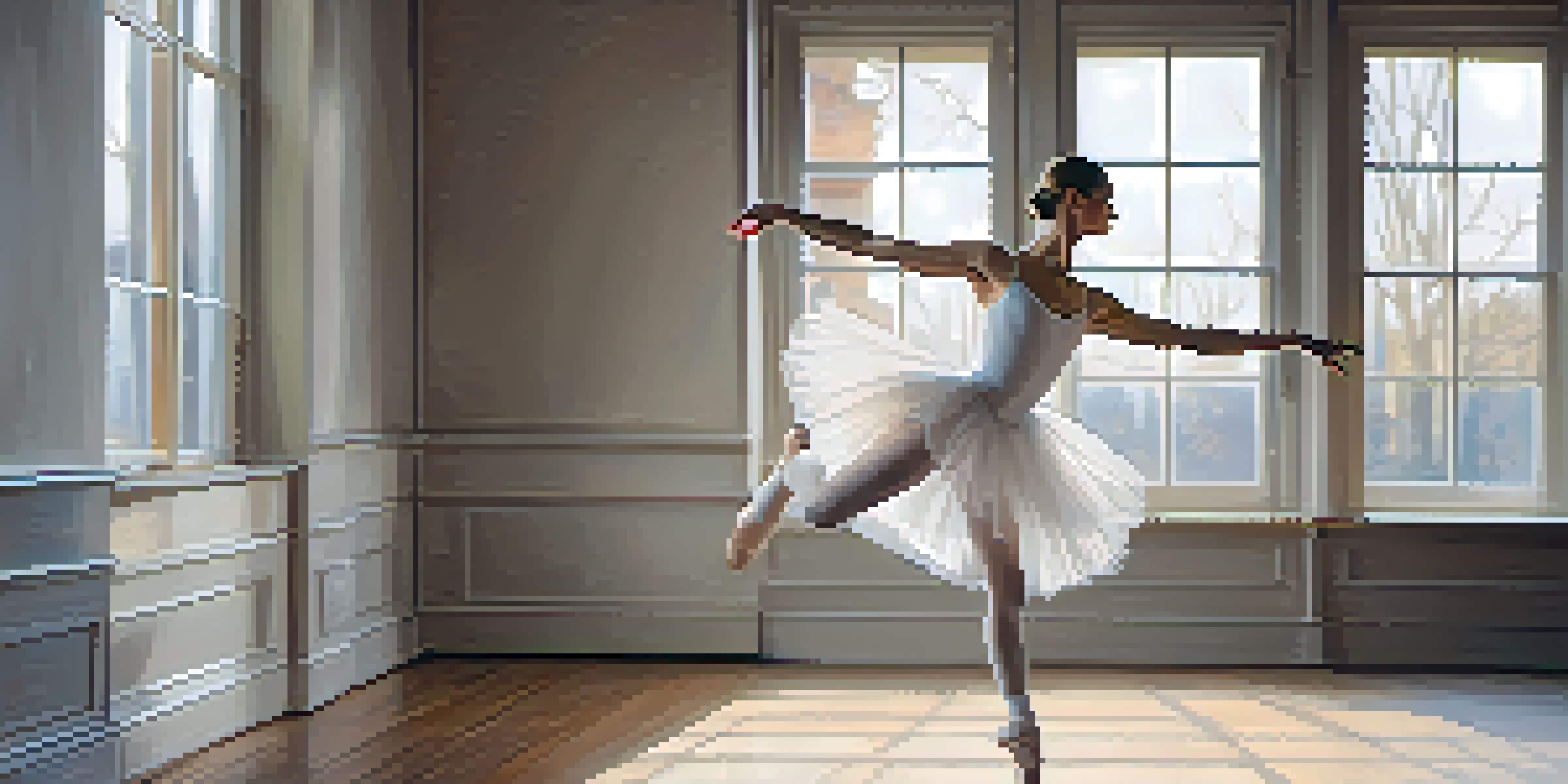 A ballet dancer performing a pirouette in a softly lit studio, showcasing elegance and grace.
