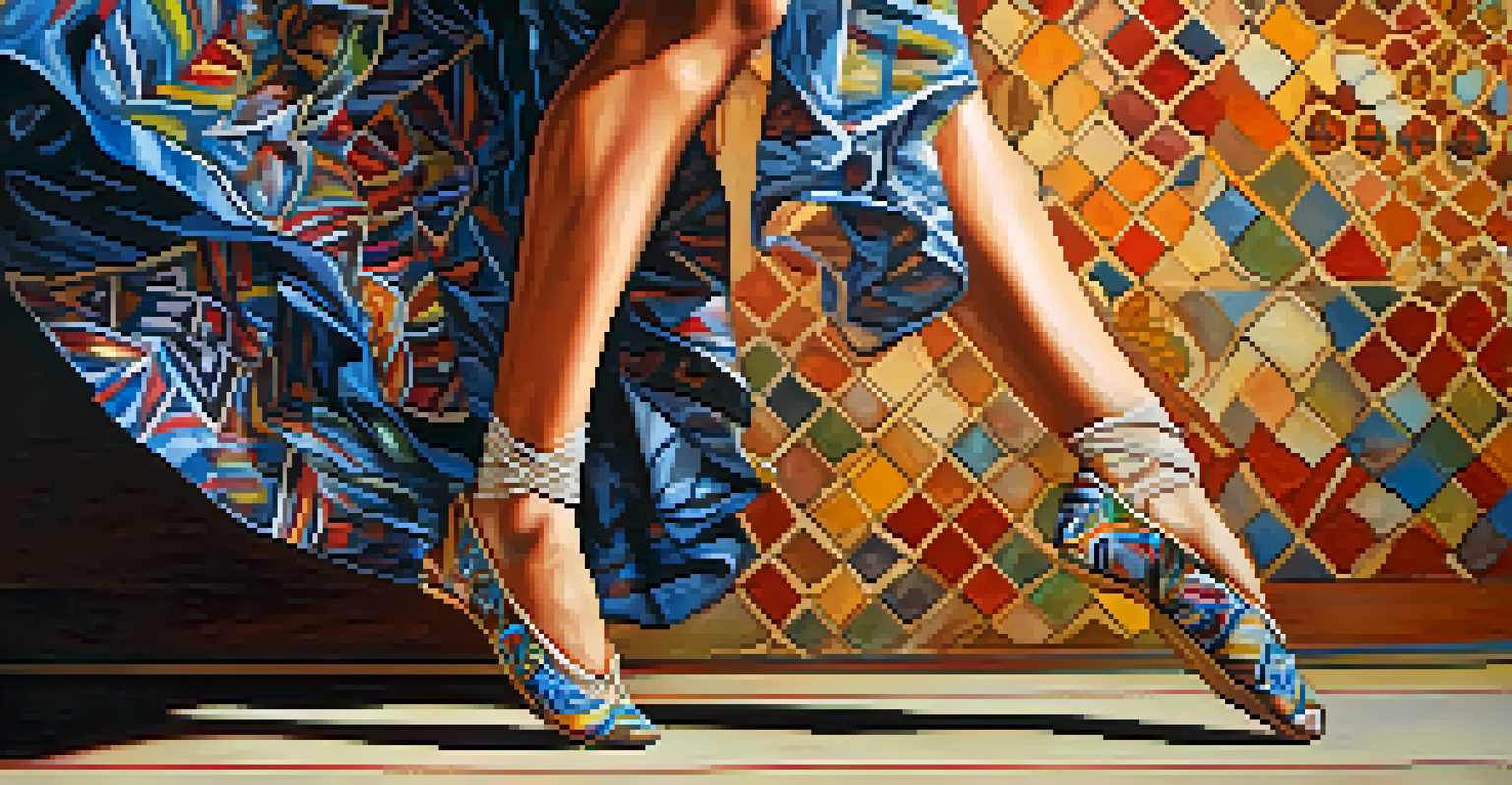 A close-up of a young dancer's feet in motion, showcasing detailed footwork and beautifully crafted dance shoes.