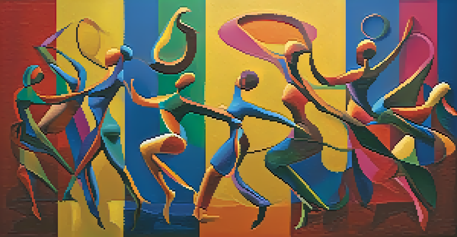 Colorful Labanotation symbols arranged artistically on a textured canvas.