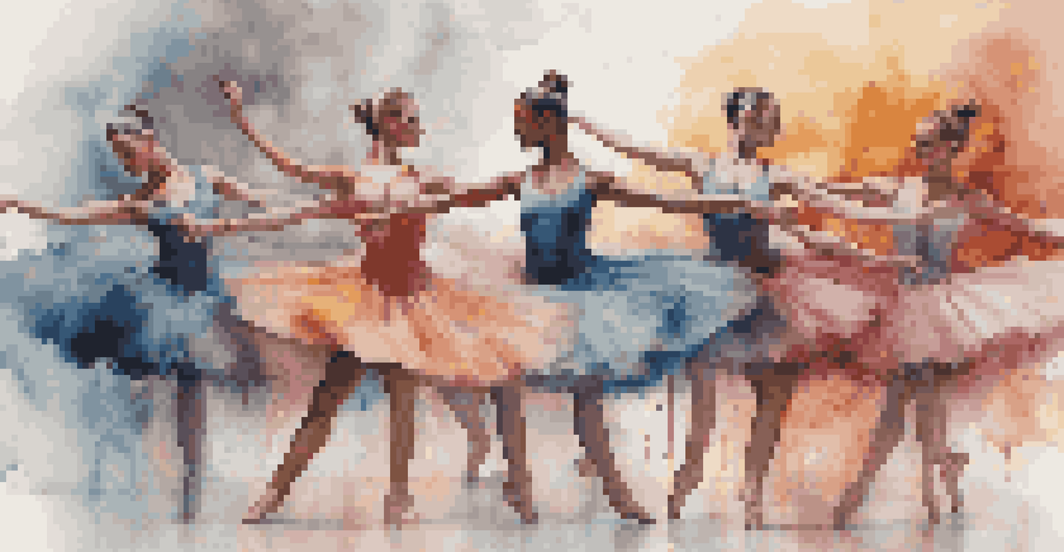 A blend of traditional and contemporary dancers showcasing different styles against a colorful backdrop.