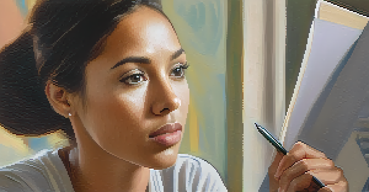 A close-up of a person actively listening in a feedback conversation, showing focus and engagement while taking notes.