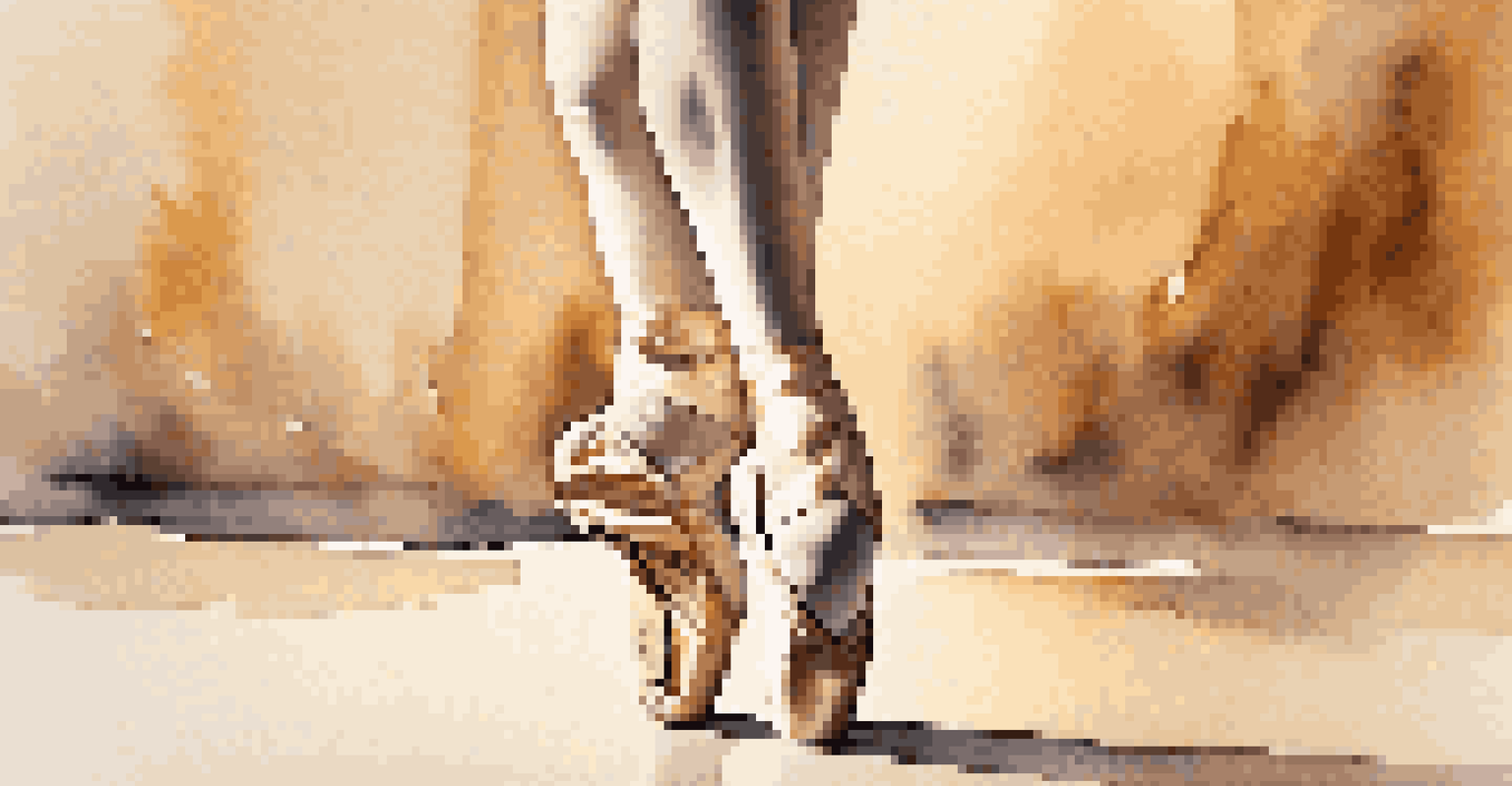 A close-up of a dancer's feet in ballet pointe shoes, capturing the elegance of movement with a soft, blurred background.