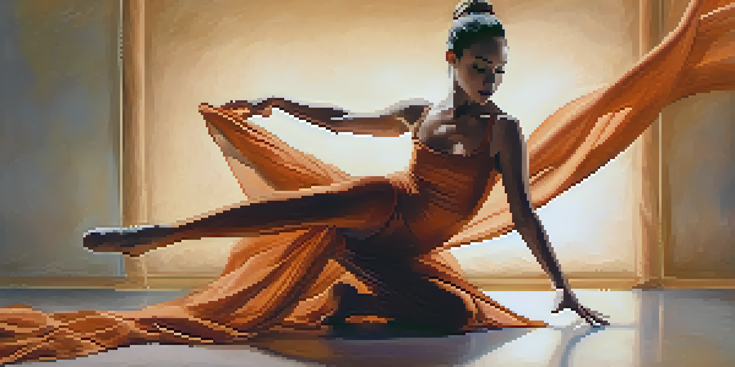 A contemporary dancer in a stretchy spandex costume performing on stage with warm lighting.