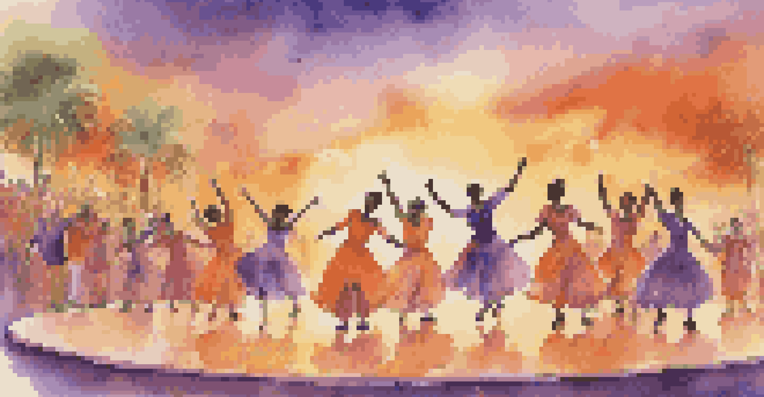 An outdoor dance performance at sunset, featuring a diverse group of dancers, both disabled and able-bodied, performing joyfully on stage.
