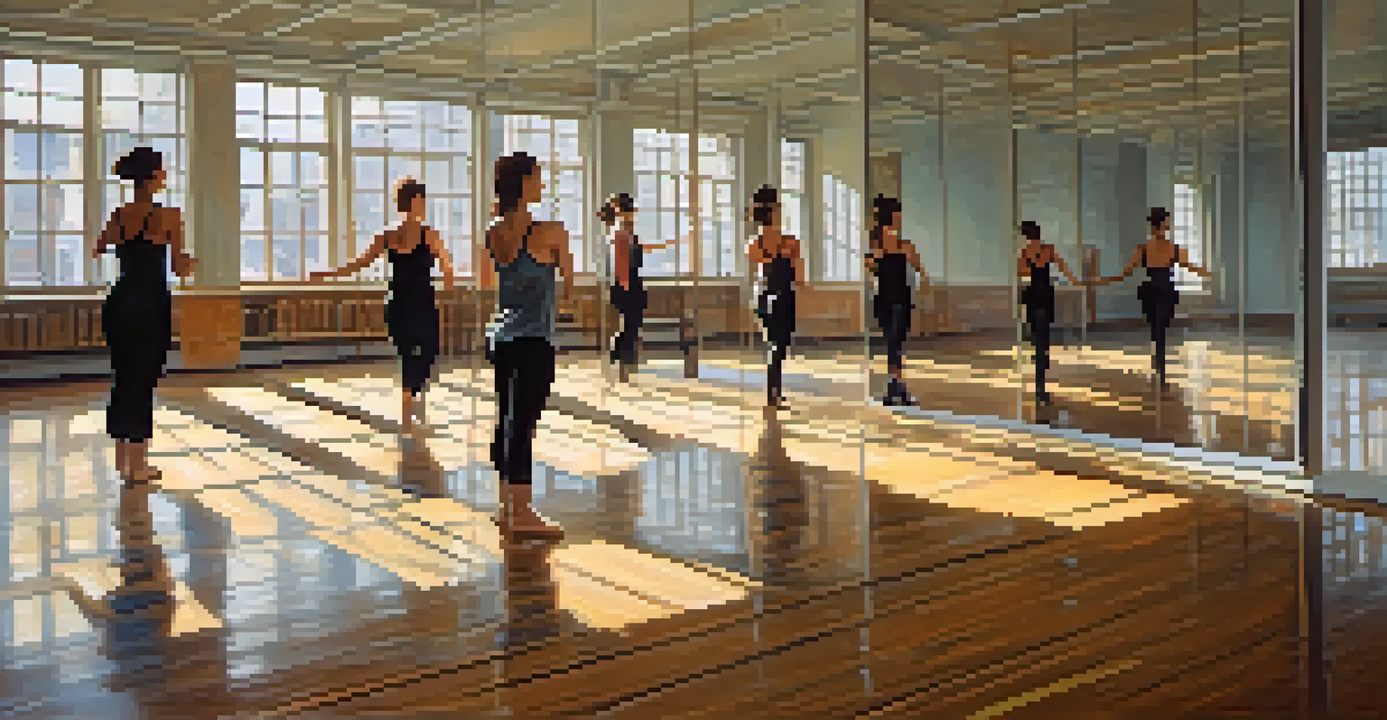 A choreographer working with dancers in a rehearsal studio, showcasing collaboration and teamwork.