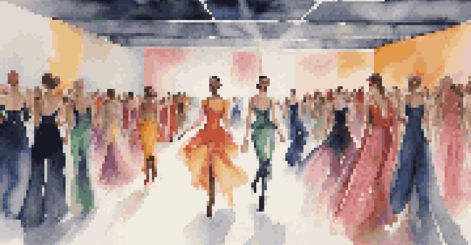 Models performing dance moves on a fashion runway while showcasing innovative outfits.