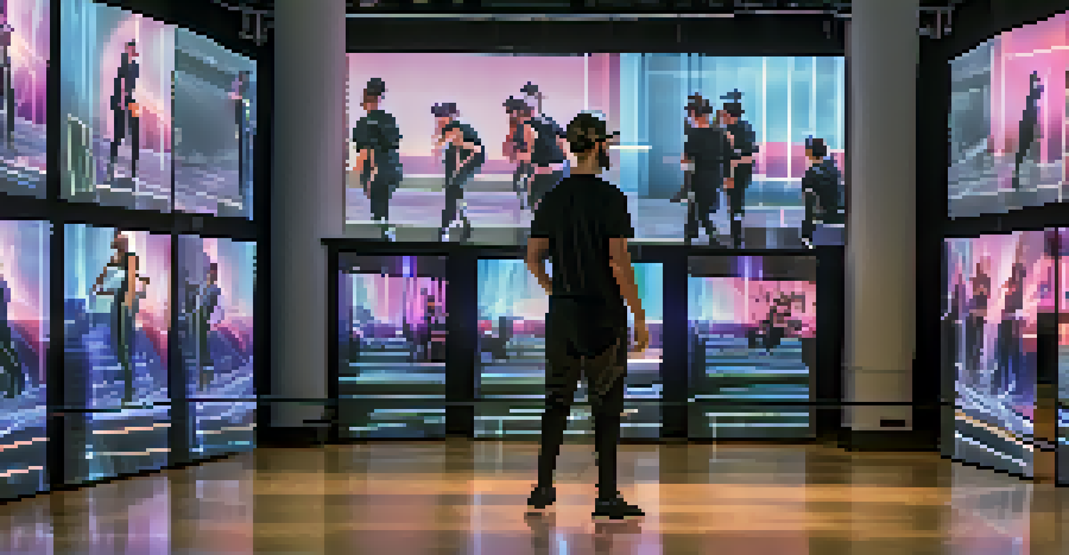 A choreographer in a dance studio visualizing augmented reality elements while demonstrating movements.