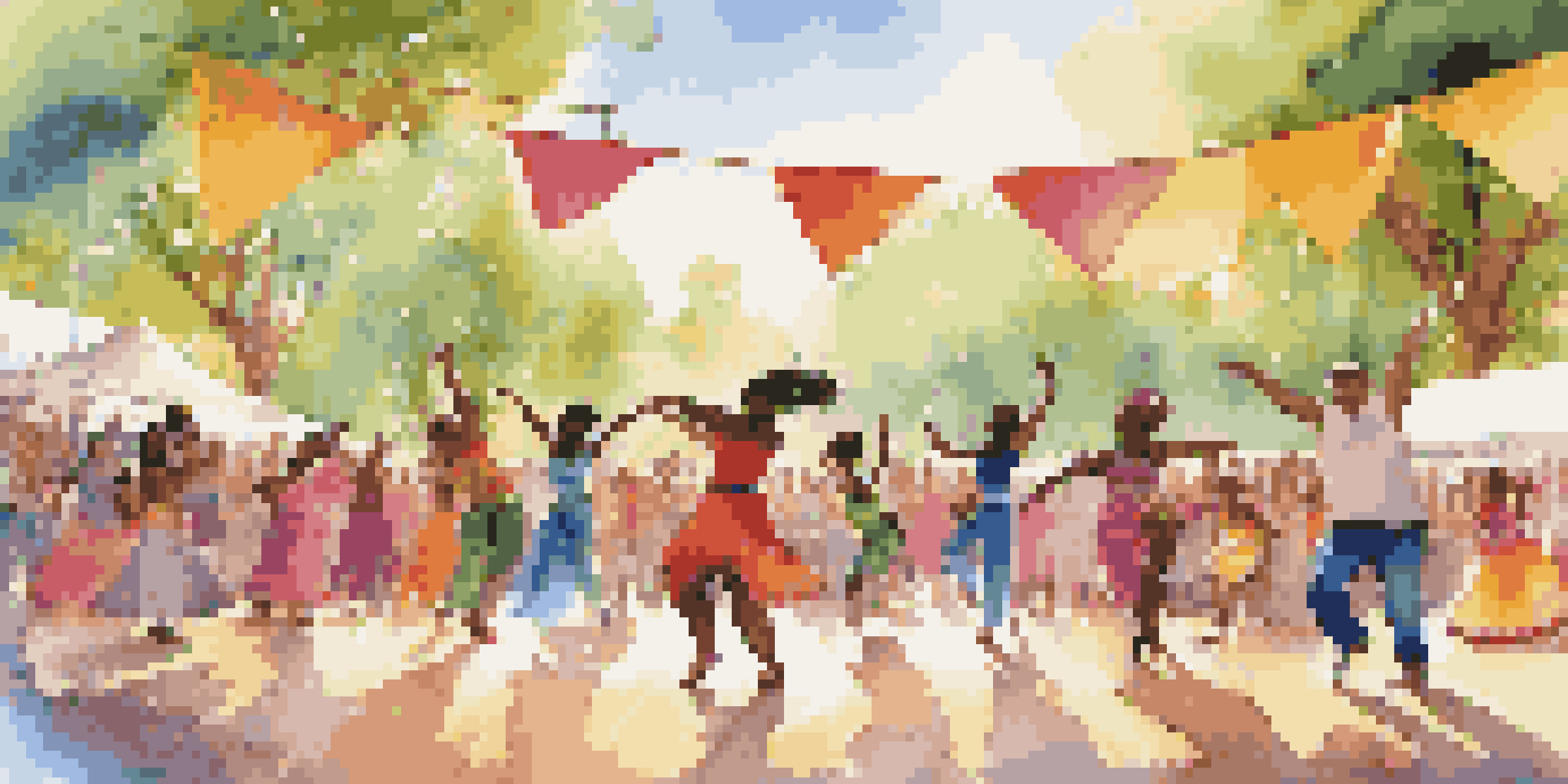 A lively dance festival with diverse dancers performing on stage, surrounded by an enthusiastic audience and colorful decorations.