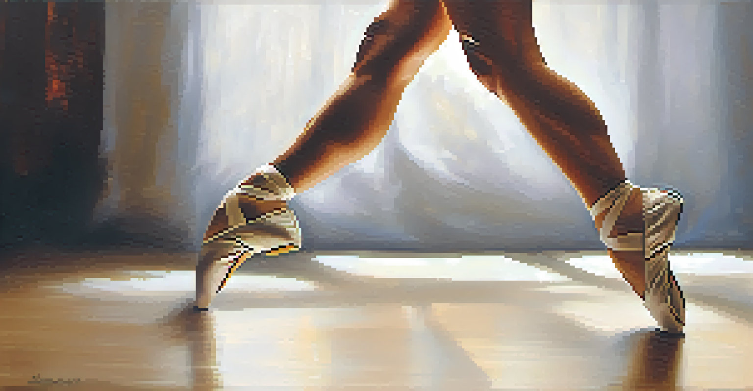 A close-up of a dancer's feet in motion, focusing on texture and lighting for a dreamlike effect.