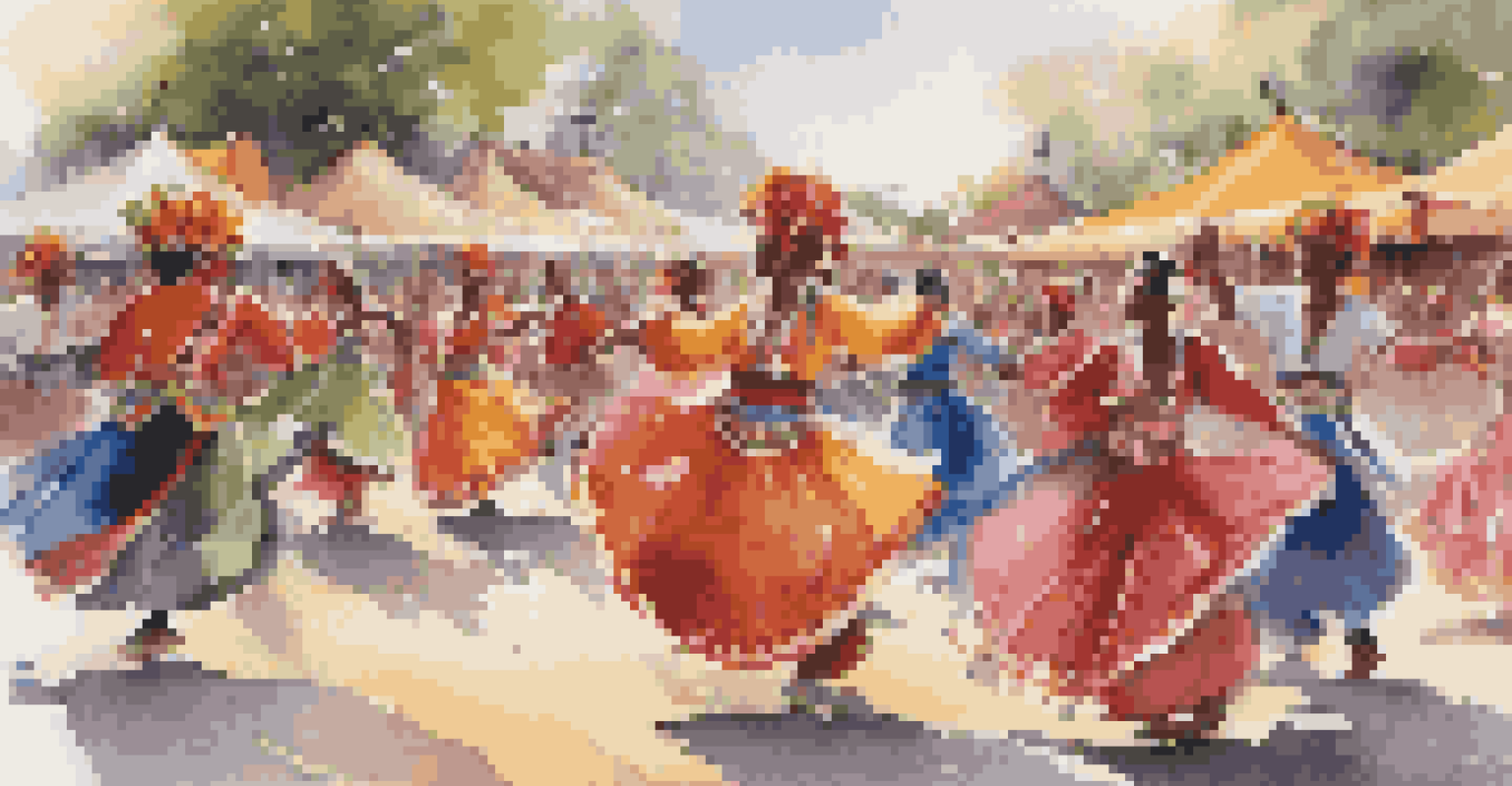 A colorful scene of a cultural dance festival, with dancers in traditional costumes showcasing the diversity of dance.