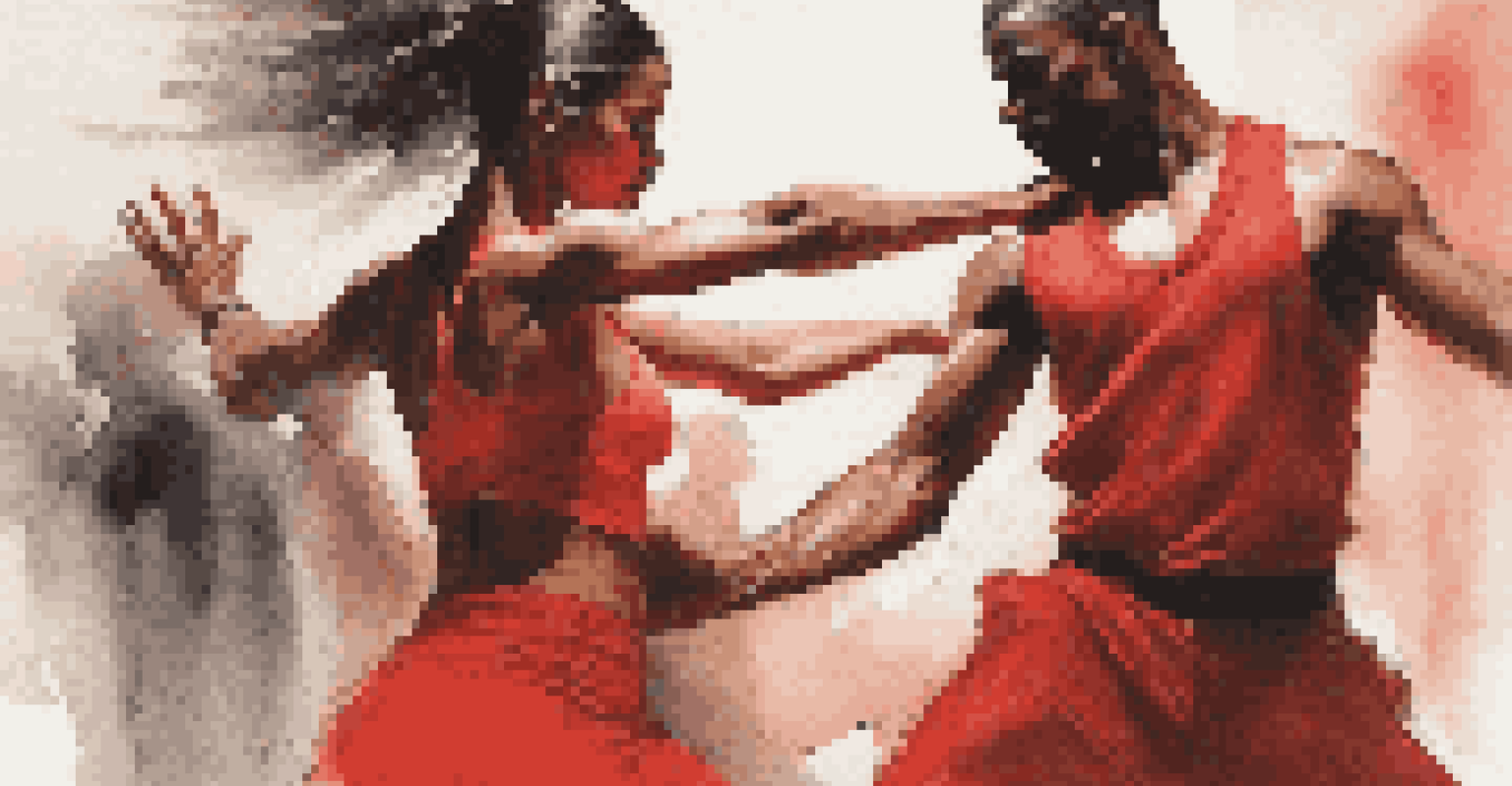A close-up of two dancers in a fierce pose during a dance battle, showcasing their determination and the intensity of the competition.