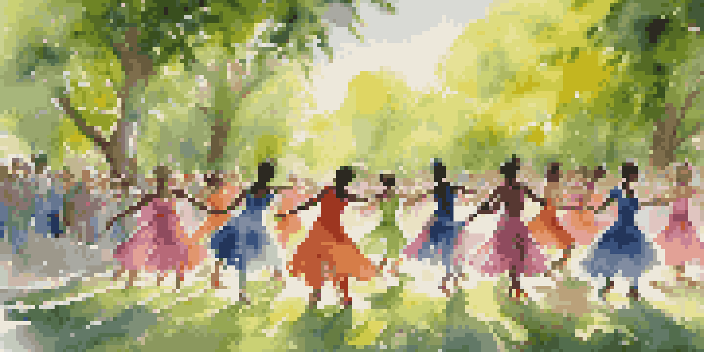 A group of young dancers performing in a green park, wearing colorful clothes and showcasing their passion for environmental activism under sunlight.