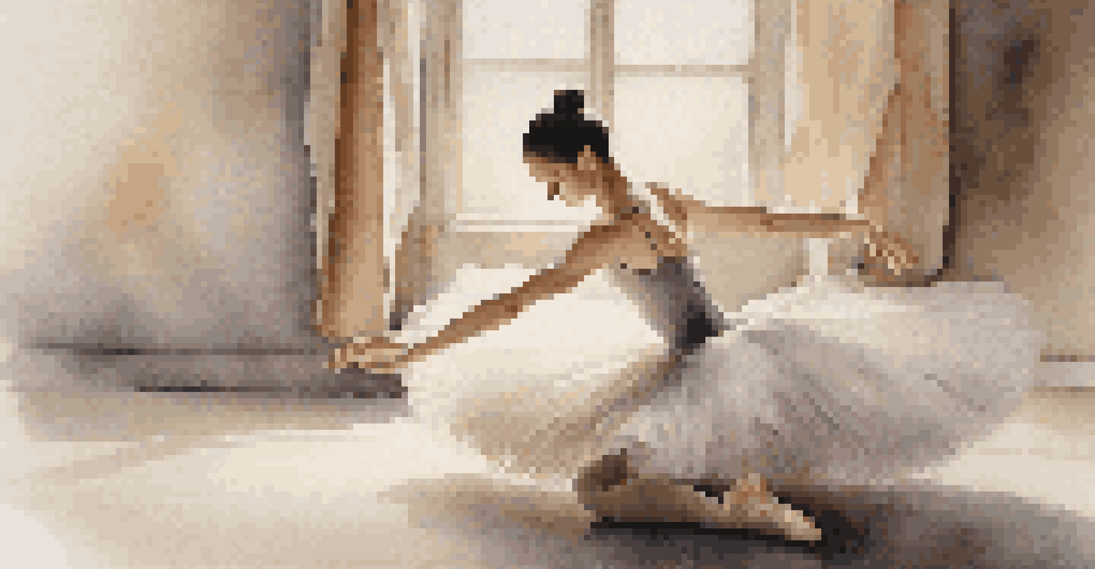 A close-up of a ballerina in a graceful pose, with soft lighting highlighting the delicate details of her tutu and her expressive facial emotions.