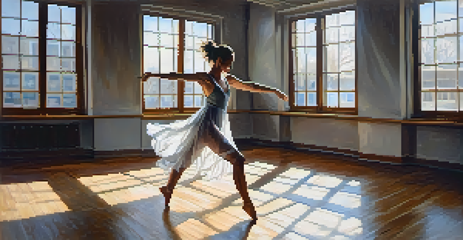 A solo dancer performing in a sunlit studio, showcasing graceful improvisational movements.