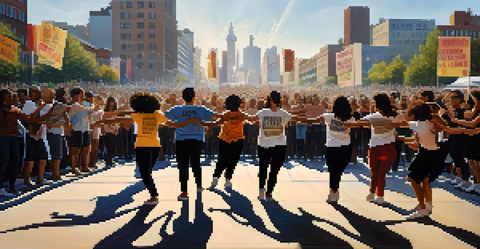 A dance performance in an outdoor setting, showcasing LGBTQ+ individuals protesting against discrimination with powerful movements.