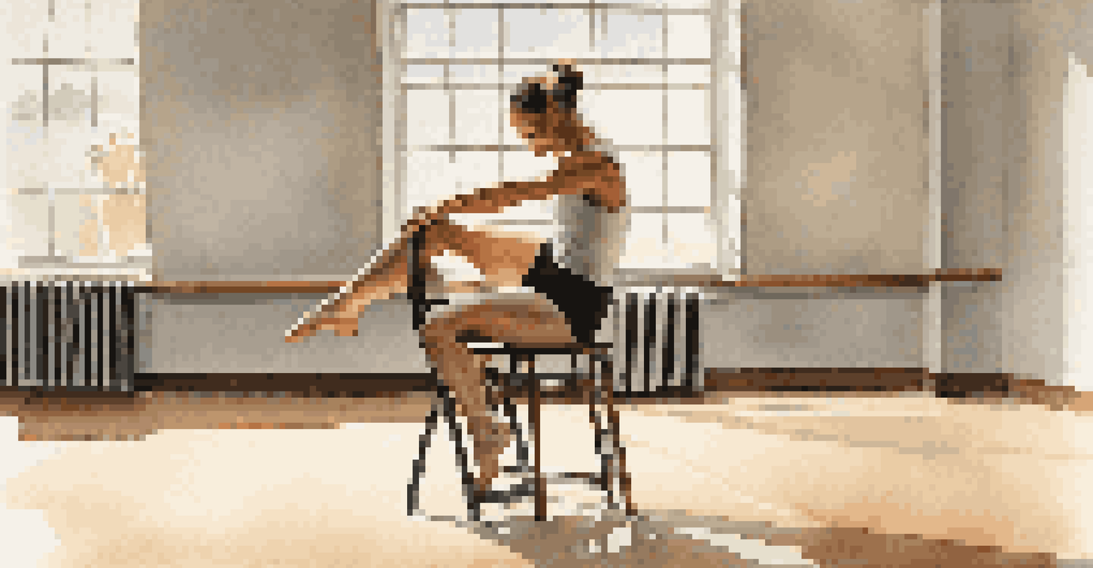 A dancer in an adaptive dance rehearsal creatively using a sturdy chair as a prop, performing a lift with a smile in a naturally lit studio.