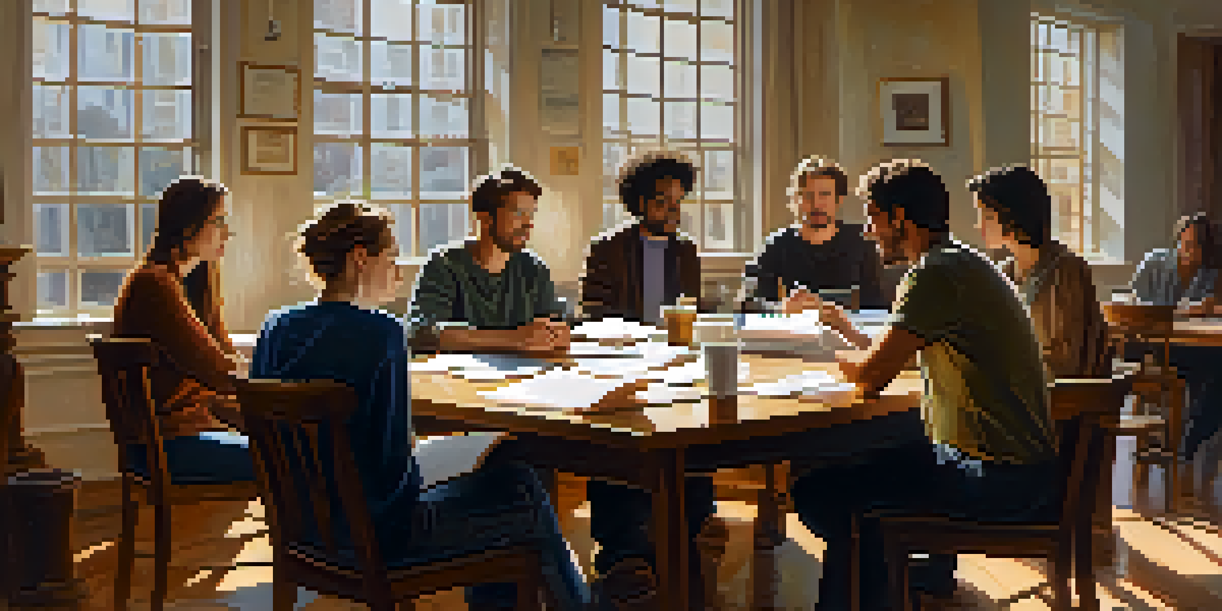A vibrant scene of actors participating in a table read, showcasing their expressions as they engage with the script.