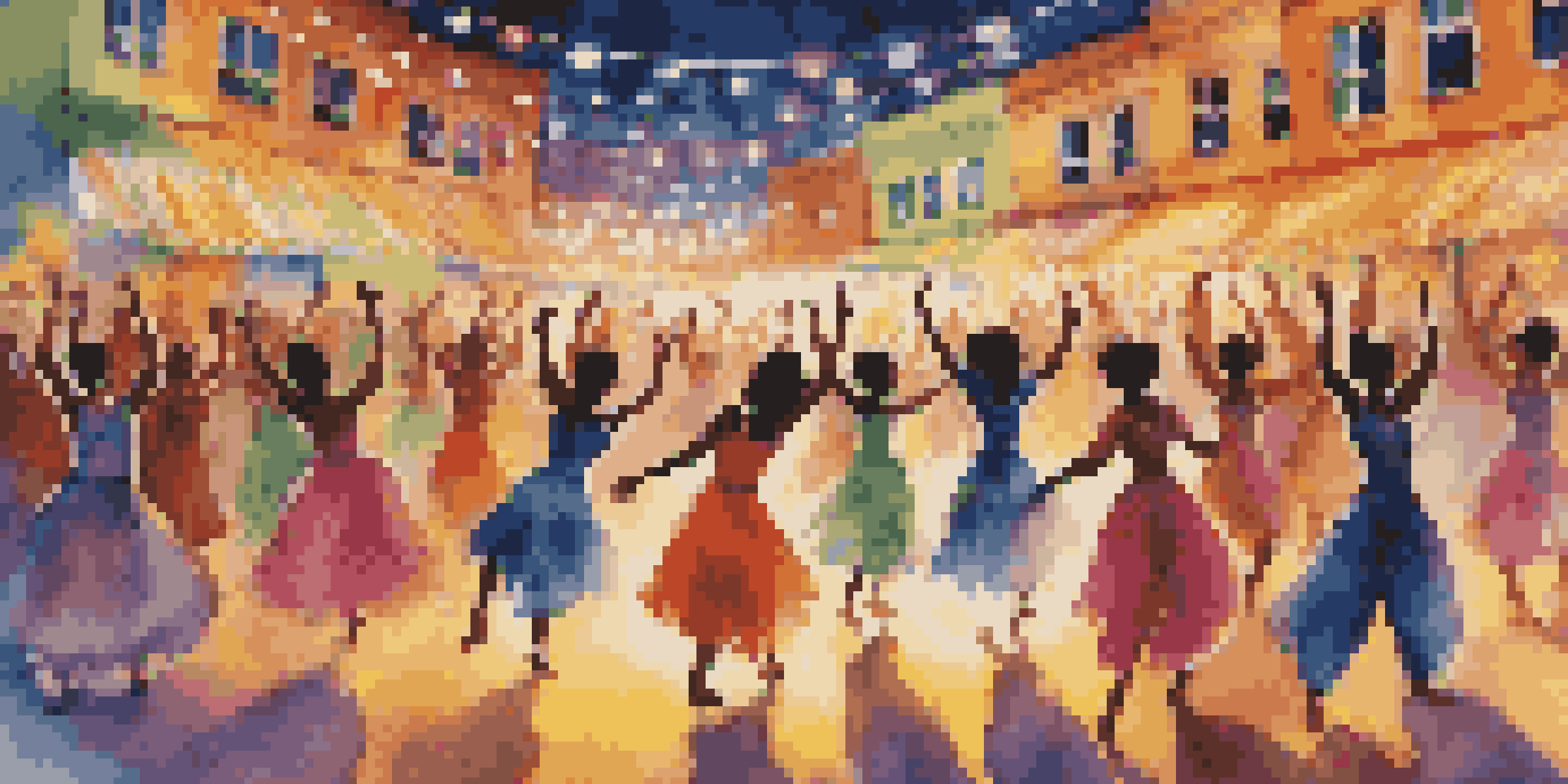 A lively dance festival with diverse dancers in colorful costumes performing joyfully under bright lights, surrounded by an enthusiastic audience.