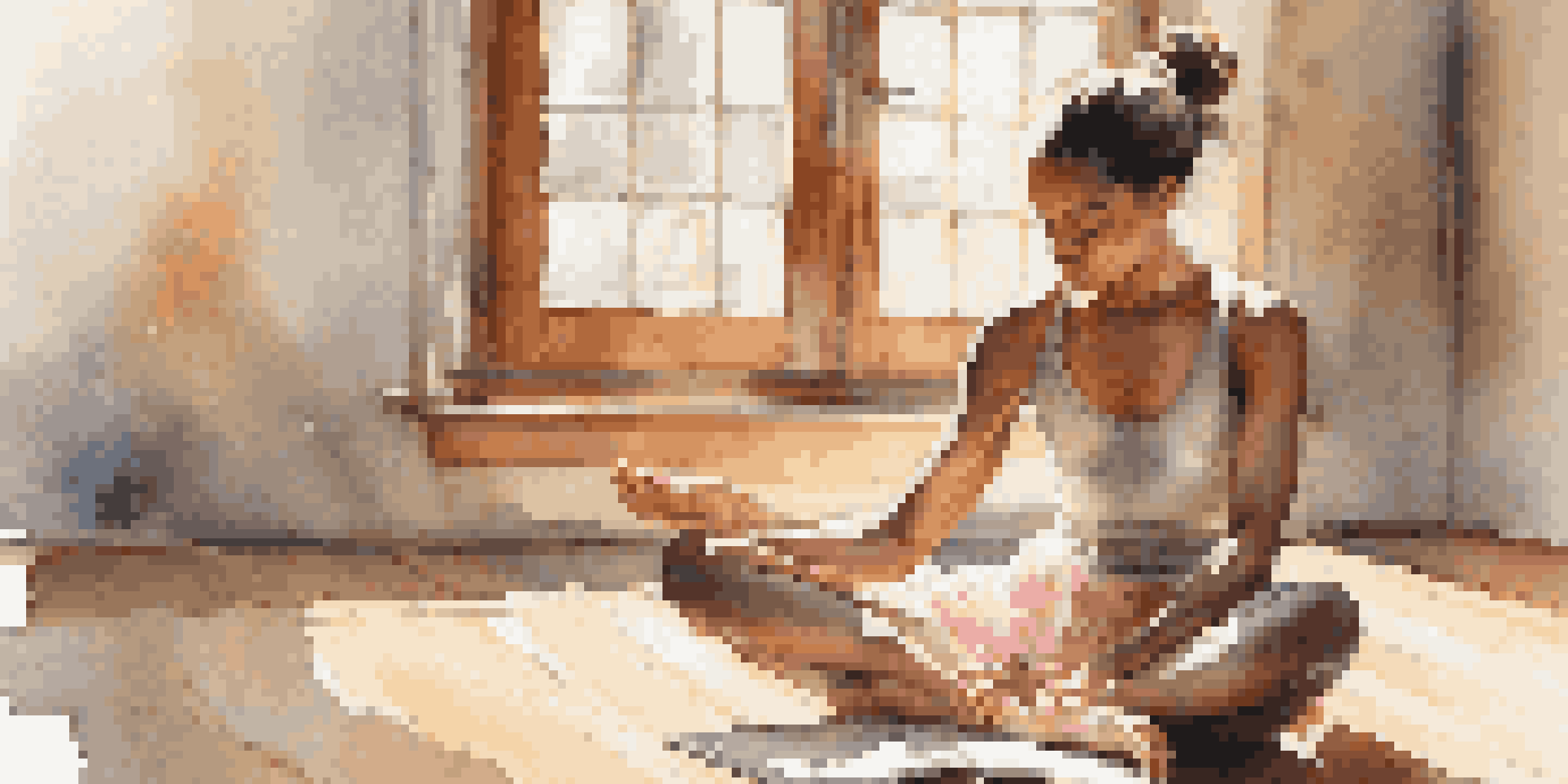 A calm dancer writing in a journal in a sunlit dance studio.