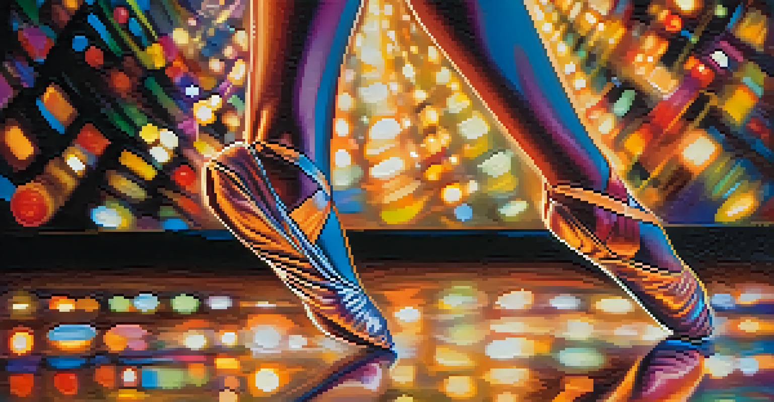 A close-up of a dancer's feet showcasing intricate footwork in House Dance, with a motion blur effect on a polished floor.