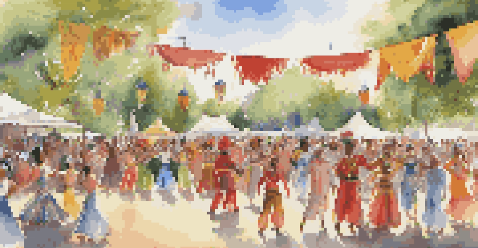 An outdoor dance festival with performers in cultural costumes, surrounded by an engaged audience enjoying the celebration of dance diversity.