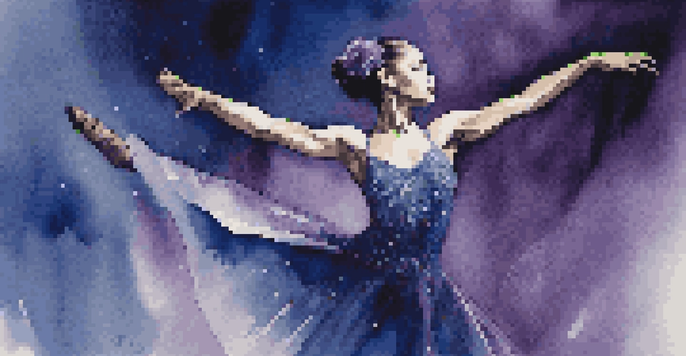 A dancer in a sequined costume performing alone on stage under dramatic lighting, conveying deep emotion.