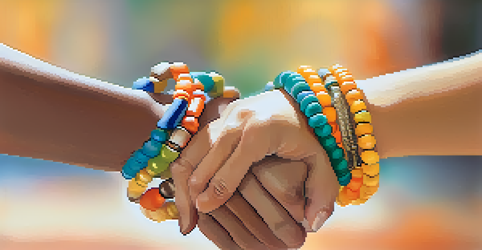 Close-up of two hands mirroring each other, symbolizing connection in dance therapy, with warm colors in the background.