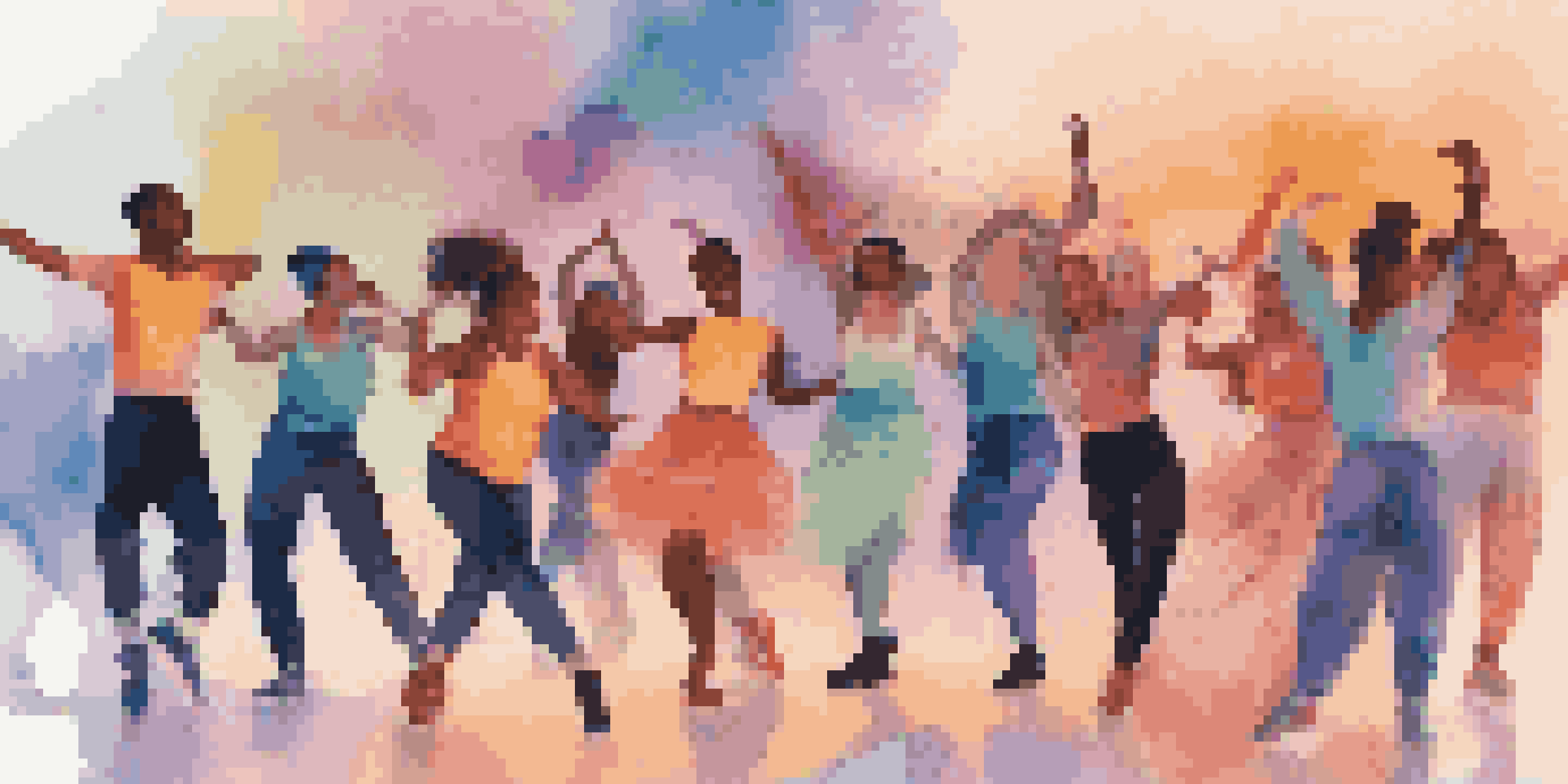 A diverse group of dancers performing different styles in a digital collage, with social media icons in the background.