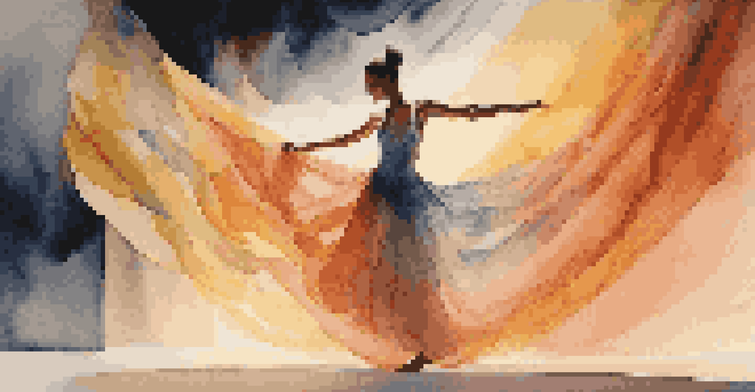 A dancer on stage surrounded by interactive projections that respond to their movements, creating a captivating visual experience.